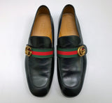 Gucci Donnie Black Leather Grosgrain Loafers New Shoes in Box Store Display