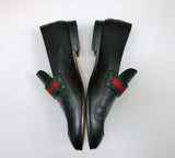 Gucci Donnie Black Leather Grosgrain Loafers New Shoes in Box Store Display