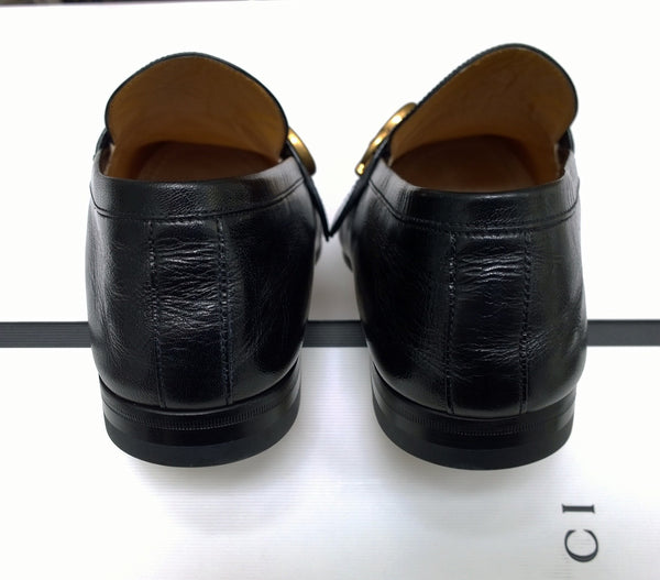 Gucci Donnie Black Leather Grosgrain Loafers New Shoes in Box Store Display