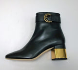 Chloé Alizè Ankle Boots in Black Leather with Gold Heel Detail Zipper Closure New in Box 65mm
