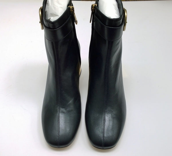Chloé Alizè Ankle Boots in Black Leather with Gold Heel Detail Zipper Closure New in Box 65mm