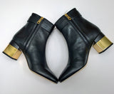 Chloé Alizè Ankle Boots in Black Leather with Gold Heel Detail Zipper Closure New in Box 65mm