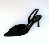 Manolo Blahnik Maysali 70 Slingback Black Suede Heels New in Box