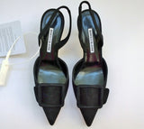 Manolo Blahnik Maysali 70 Slingback Black Suede Heels New in Box