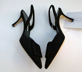 Manolo Blahnik Maysali 70 Slingback Black Suede Heels New in Box