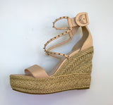 Christian Louboutin Chocazeppa 120 Platform Espadrille Wedge Sandals in Pink Leather New in Box