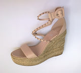 Christian Louboutin Chocazeppa 120 Platform Espadrille Wedge Sandals in Pink Leather New in Box
