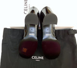 Celine Lily Black Patent Triomphe Babies Block Heels 65 New in Box