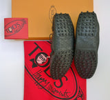 Tod's x Alber Elbaz Perforated Black Leather Logo Loafers New in Box Shoes