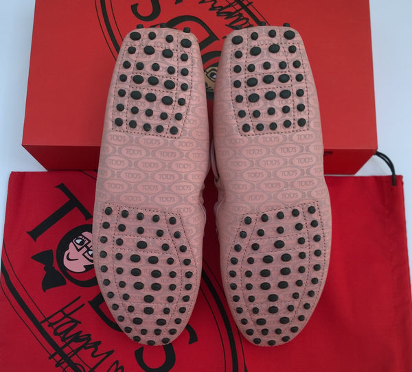 Tod's x Alber Elbaz Pink Perforated Leather Elasticated Sides Loafers New in Box