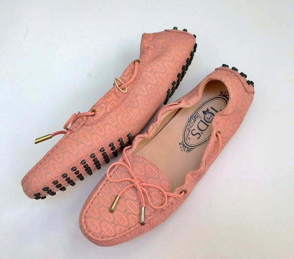 Tod's x Alber Elbaz Pink Perforated Leather Elasticated Sides Loafers New in Box