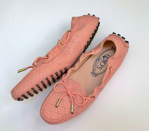 Tod's x Alber Elbaz Pink Perforated Leather Elasticated Sides Loafers New in Box
