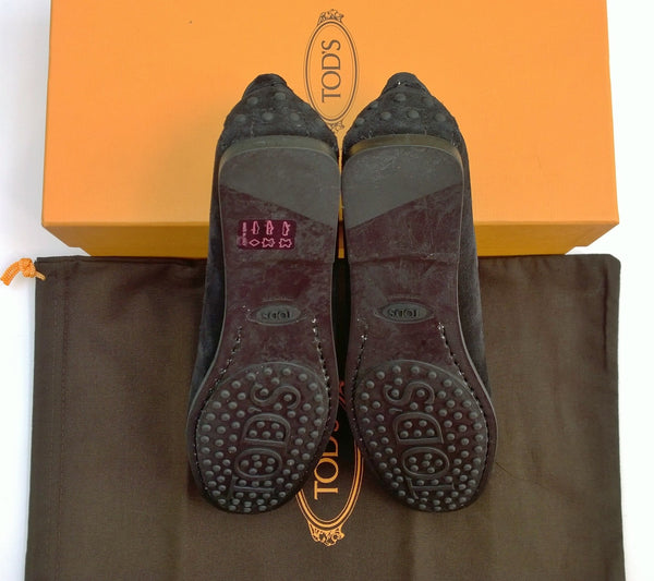 Tod's Gommino Black Suede Loafers with Rubber Soles New in Box Flats