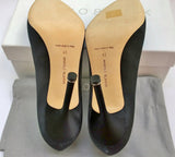 Manolo Blahnik 105 Hangisi Black Satin Rhinestone Buckle High Heels New in Box