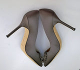Manolo Blahnik Hangisi 105 Dark Grey Satin Rhinestone Buckle Heels New in Box