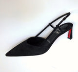 Christian Louboutin Condoroline 55 Black Suede Slingback Heels New in Box