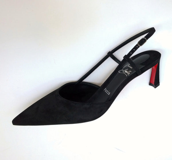 Christian Louboutin Condoroline 55 Black Suede Slingback Heels New in Box
