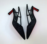 Christian Louboutin Condoroline 55 Black Suede Slingback Heels New in Box