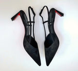 Christian Louboutin Condoroline 55 Black Suede Slingback Heels New in Box