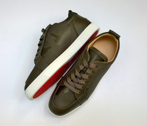 Christian Louboutin Rantulow Orlato Sneakers in Balmore Camouflage Jacquard and Khaki Leather New In Box