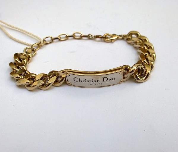Christian Dior Couture Chain Link Bracelet in Gold Tone New