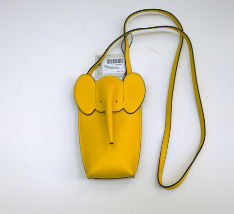 Loewe Elephant Pocket in Yellow Leather Crossbody Pouch Phone Bag New