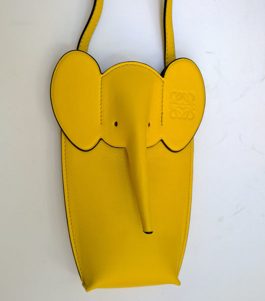 Loewe Elephant Pocket in Yellow Leather Crossbody Pouch Phone Bag New