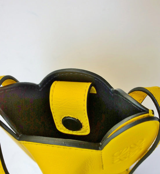 Loewe Elephant Pocket in Yellow Leather Crossbody Pouch Phone Bag New