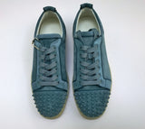 Christian Louboutin Louis Junior Spikes Sneakers in Titan Dusty Blue Suede Studs New Shoes  in Box