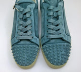 Christian Louboutin Louis Junior Spikes Sneakers in Titan Dusty Blue Suede Studs New Shoes  in Box