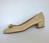 Ferragamo Vara Patent Bone Calf Leather Bow Heels New in Box Shoes