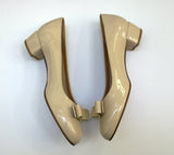 Ferragamo Vara Patent Bone Calf Leather Bow Heels New in Box Shoes