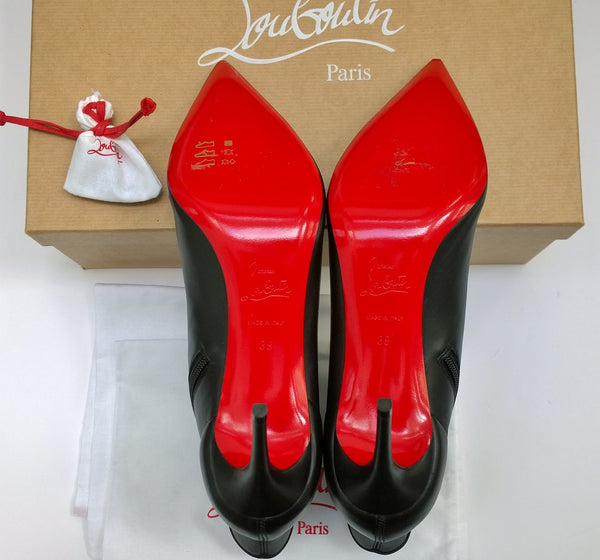 Christian Louboutin Sporty Kate 85 Black Leather Ankle Boots New in Box