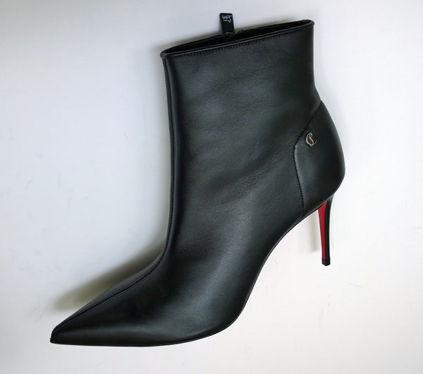 Christian Louboutin Sporty Kate 85 Black Leather Ankle Boots New in Box