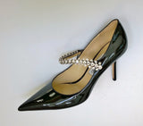 Jimmy Choo Bing Black Patent 85 Rhinestone Mary Jane Heels New in Box