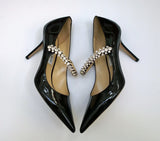 Jimmy Choo Bing Black Patent 85 Rhinestone Mary Jane Heels New in Box