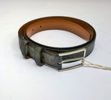 Celine Belt 25mm in Triomphe Canvas with Leather Back Silver Rectangular Buckle New