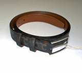 Celine Belt 25mm in Triomphe Canvas with Leather Back Silver Rectangular Buckle New