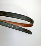 Celine Belt 25mm in Triomphe Canvas with Leather Back Silver Rectangular Buckle New
