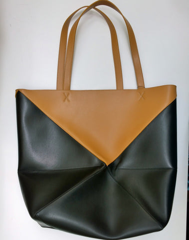 Loewe Puzzle Large Tote Two Tone Bag in Brown and Black Handbag New