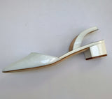 Manolo Blahnik Aspro White Patent Slingback Block Heels New in Box