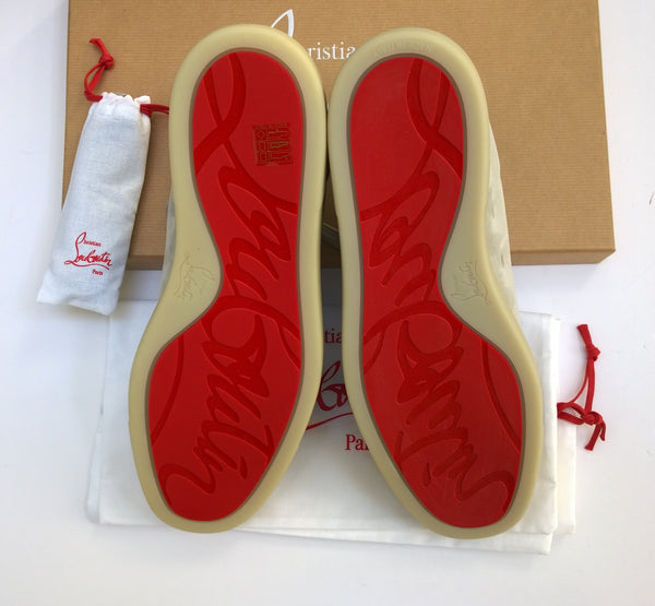 Christian Louboutin Albatre Rantulow Sand Stone Suede Sneakers New in Box