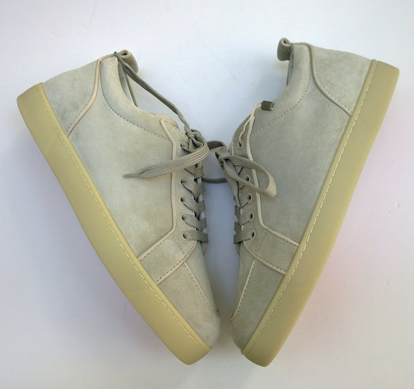 Christian Louboutin Albatre Rantulow Sand Stone Suede Sneakers New in Box