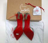 Christian Louboutin Condoroline Silver Crackled Leather Slingback Heels New in Box