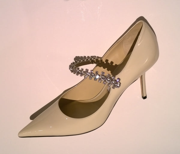 Jimmy Choo Bing 65 Heels in Linen Warm Cream Patent New in Box Shoes