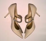 Jimmy Choo Bing 65 Heels in Linen Warm Cream Patent New in Box Shoes