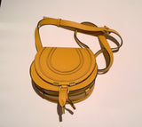 Chloé Marcie Small Crossbody Bag in Ochre Yellow Pebbled Leather New