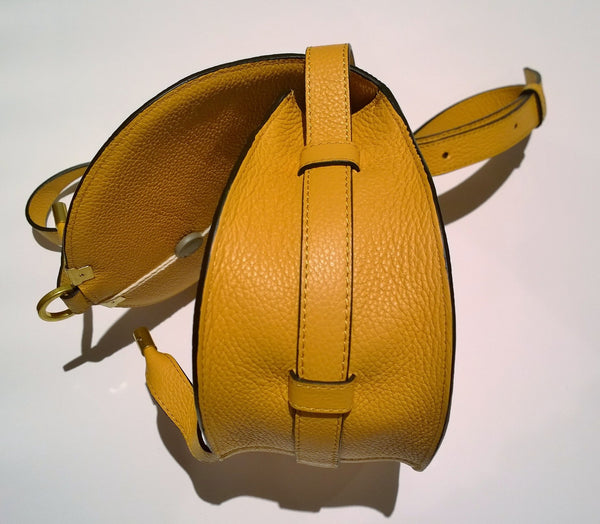 Chloé Marcie Small Crossbody Bag in Ochre Yellow Pebbled Leather New