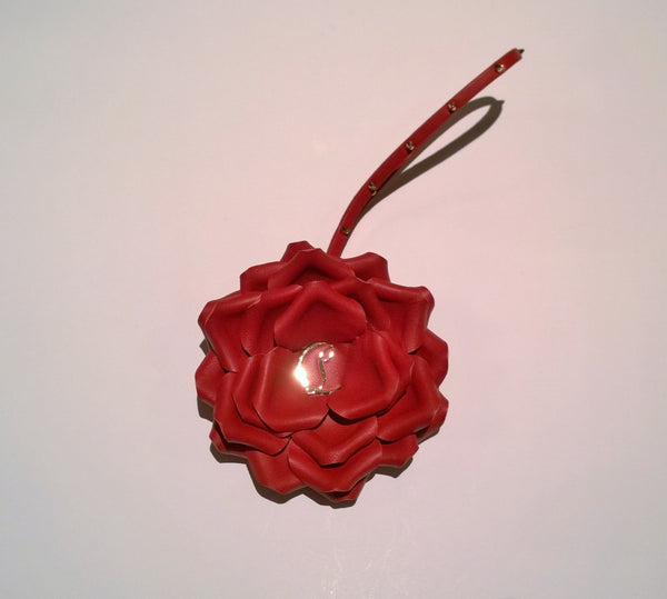 Christian Louboutin Rose with Thorns Bag Charm New in Box Red Leather Bloom
