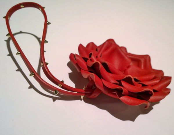 Christian Louboutin Rose with Thorns Bag Charm New in Box Red Leather Bloom